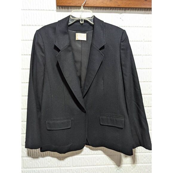Pendleton Women's Black Solid Traditional Style Wool Fully Lined Blazer Size 14 - Picture 1 of 5